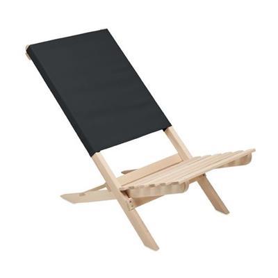 Chaise de plage pliable en bois résistant Maerino Noir
