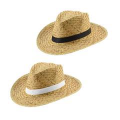 OBG PUB - Chapeau de paille naturelle avec ruban Kalam