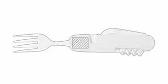 Set de couverts et Couteau de poche en acier Dakry - impression sur arrière coté gauche