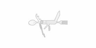 Set de couverts et Couteau de poche en acier Dakry - impression avant coté gauche