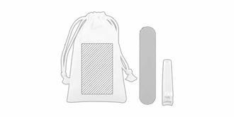 Set manucure dans une pochette en coton Minail - Marquage Recto