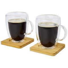 OBG PUB - Set tasse et sous verre en verre et bambou Manto