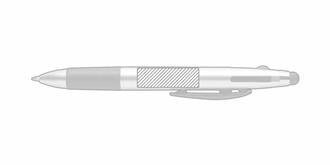 Stylo 3 couleurs avec embout en caoutchouc Sana - marquage gauche du clip