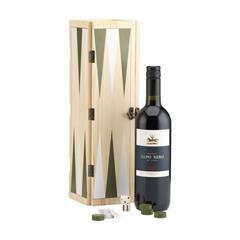 OBG PUB - Coffret à vin avec jeu de backgammon en bois Malon