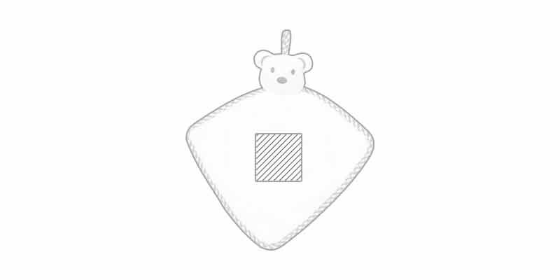 OBG.PUB - Doudou avec design d’ourson blanc en polyester Flo - Marquage Recto Doudou avec design d’ourson blanc en polyester Flo - Marquage Recto