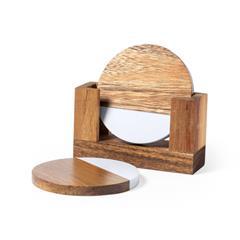 OBG PUB - Set sous-verre en bois et marbre avec base Roundy