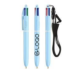 OBG PUB - Stylo BIC 4 couleurs pastel avec lanyard Sonny