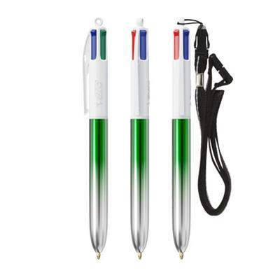 OBG PUB - Stylo BIC 4 Couleurs bicolor avec Lanyard Mappon Vert Stylo BIC 4 Couleurs bicolor avec Lanyard Mappon Vert