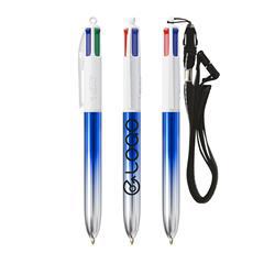 OBG PUB - Stylo BIC 4 Couleurs bicolor avec Lanyard Mappon