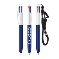 OBG PUB - Stylo BIC 4 couleurs soft avec lanyard Melisria