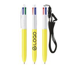 OBG PUB - Stylo à bille BIC 4 couleurs avec lanyard Loreto