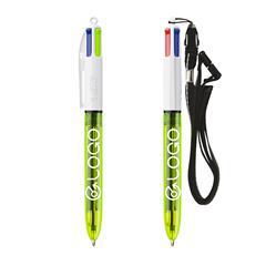 OBG PUB - Stylo BIC à bille 4 en 1 fluo avec lanyard Bons