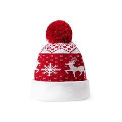 OBG PUB - Bonnet original aux motifs de Noël avec pompon Reo