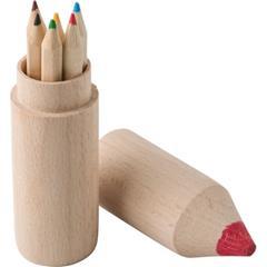 OBG PUB - Tube en bois incluant 6 crayons assorti Natural