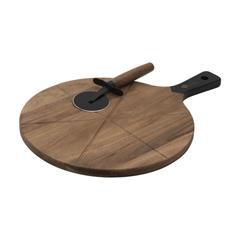 OBG PUB - Set à pizza 2 pièces en bois et acier inox Rappino