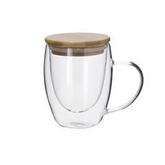 OBG PUB - Tasse 300ml en verre avec couvercle en bambou Erke