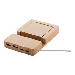 OBG PUB - Hub USB en bambou avec support mobile Natty