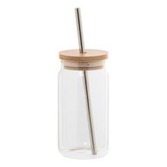 OBG PUB - Pot Mason en verre borosilicaté avec paille Mopaso