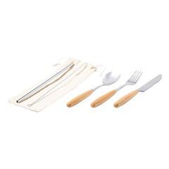 OBG PUB - Set de couverts en acier inox et en bois Rolins