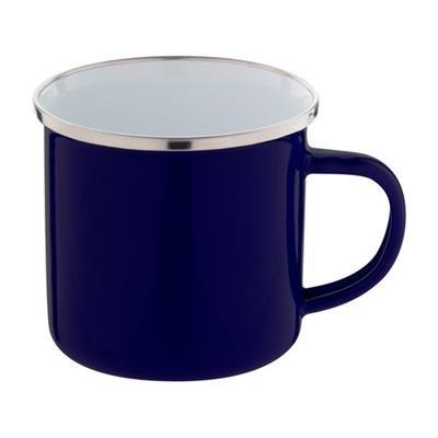 OBG PUB - Mug 300 ml vintage en métal avec rebord Gosias Bleu / Blanc Mug 300 ml vintage en métal avec rebord Gosias Bleu / Blanc