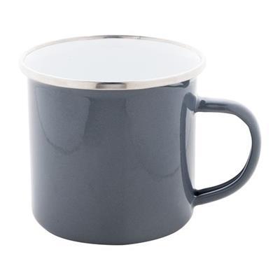 OBG PUB - Mug 300 ml vintage en métal avec rebord Gosias Gris / Blanc Mug 300 ml vintage en métal avec rebord Gosias Gris / Blanc