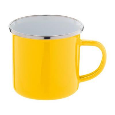 OBG PUB - Mug 300 ml vintage en métal avec rebord Gosias Jaune / Blanc Mug 300 ml vintage en métal avec rebord Gosias Jaune / Blanc