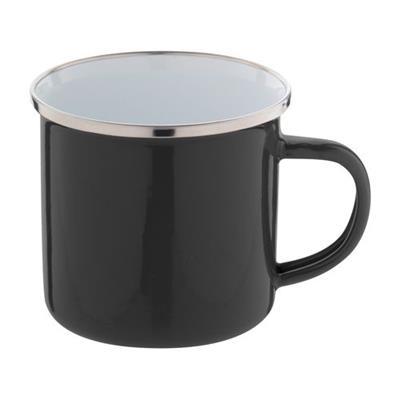 OBG PUB - Mug 300 ml vintage en métal avec rebord Gosias Noir / Blanc Mug 300 ml vintage en métal avec rebord Gosias Noir / Blanc