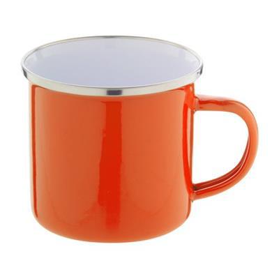 OBG PUB - Mug 300 ml vintage en métal avec rebord Gosias Orange / Blanc Mug 300 ml vintage en métal avec rebord Gosias Orange / Blanc