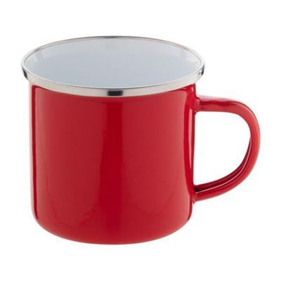 OBG PUB - Mug 300 ml vintage en métal avec rebord Gosias Rouge / Blanc Mug 300 ml vintage en métal avec rebord Gosias Rouge / Blanc