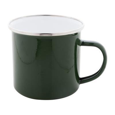 OBG PUB - Mug 300 ml vintage en métal avec rebord Gosias Vert / Blanc Mug 300 ml vintage en métal avec rebord Gosias Vert / Blanc