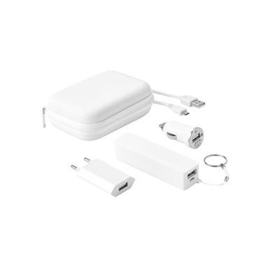 Set de batterie et adaptateur USB en ABS Powerer Blanc