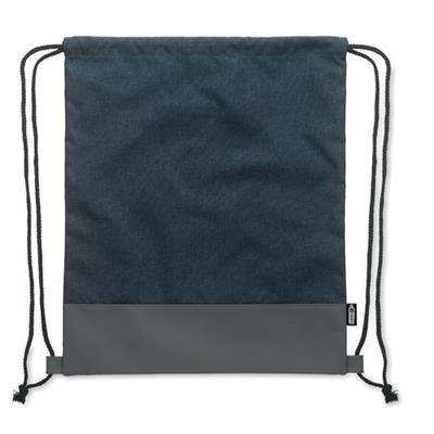Sac à dos à cordon en PU RPET bicolore Silsus Bleu marine