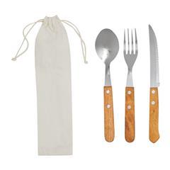 OBG PUB - Set de couverts dans un petit sac en coton Athenas