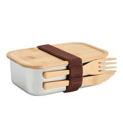 OBG PUB - Boîte à lunch en acier et couvercle en bambou Mix