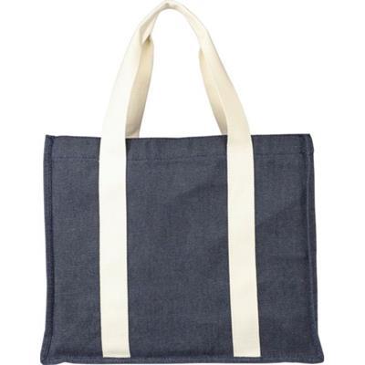 Sac shopping bicolore en coton et en polyester Jay Bleu