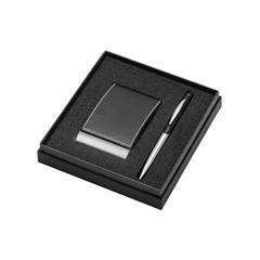 Ensemble stylo en métal et porte-cartes cuir Muthy