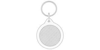 Porte-clés en plastique rond transparent Cansas - Marquage Verso