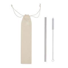 OBG PUB - Paille en acier inoxydable avec étui en coton Nico