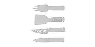 Ensemble 4 pièces pour fromage en bambou Cheds - Impression sur manche pelle