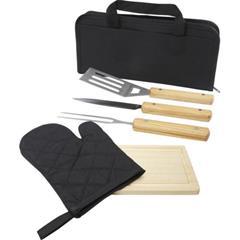 OBG PUB - Set barbecue 5 pièces bois/acier inoxydable Gartar