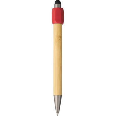 Stylo bille en bambou avec fonction spinner Kielow Rouge