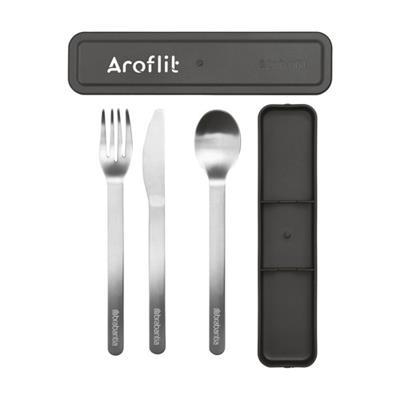 Set de couverts réutilisables en acier inox Grassy Argent