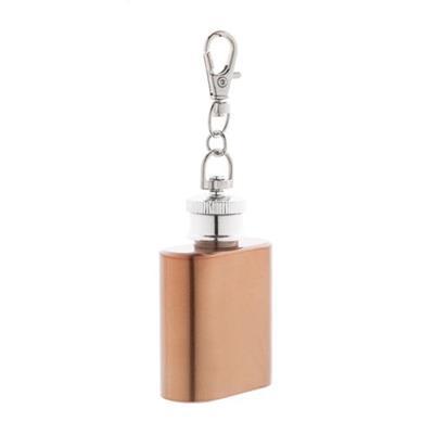 Porte-clés mini flasque en acier inox recyclé Meis Rose