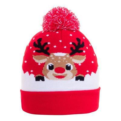 Bonnet de Noël tricoté en acrylique doux Syvero Rouge