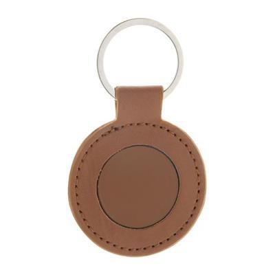 Porte-clés en PU recyclé avec anneau métallique Bi Marron