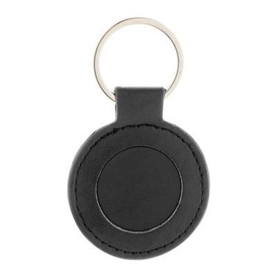 Porte-clés en PU recyclé avec anneau métallique Bi Noir
