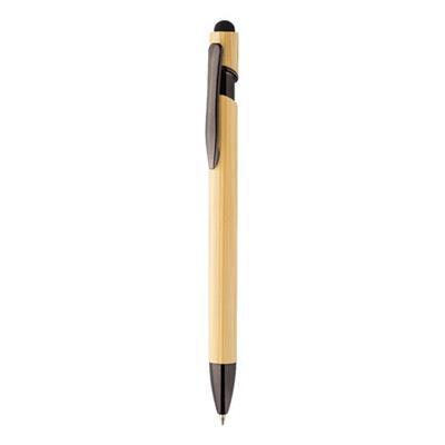 Stylo bille stylet en bambou et métal brillant Bie Noir
