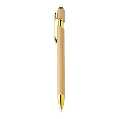 Stylo bille stylet en bambou et métal brillant Bie