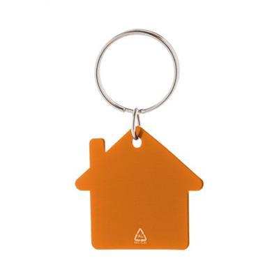 Porte-clés en aluminium recyclé forme maison Piero Orange