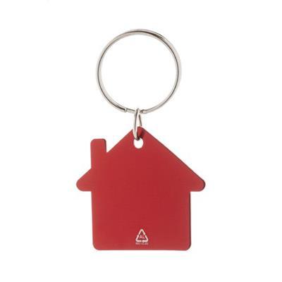 Porte-clés en aluminium recyclé forme maison Piero Rouge